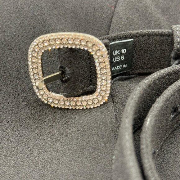 🆕 SELF-PORTRAIT 🧿 Black Belted White Crepe Contrast Midi Dress, Sz UK 10 US 6 - Picture 13 of 16